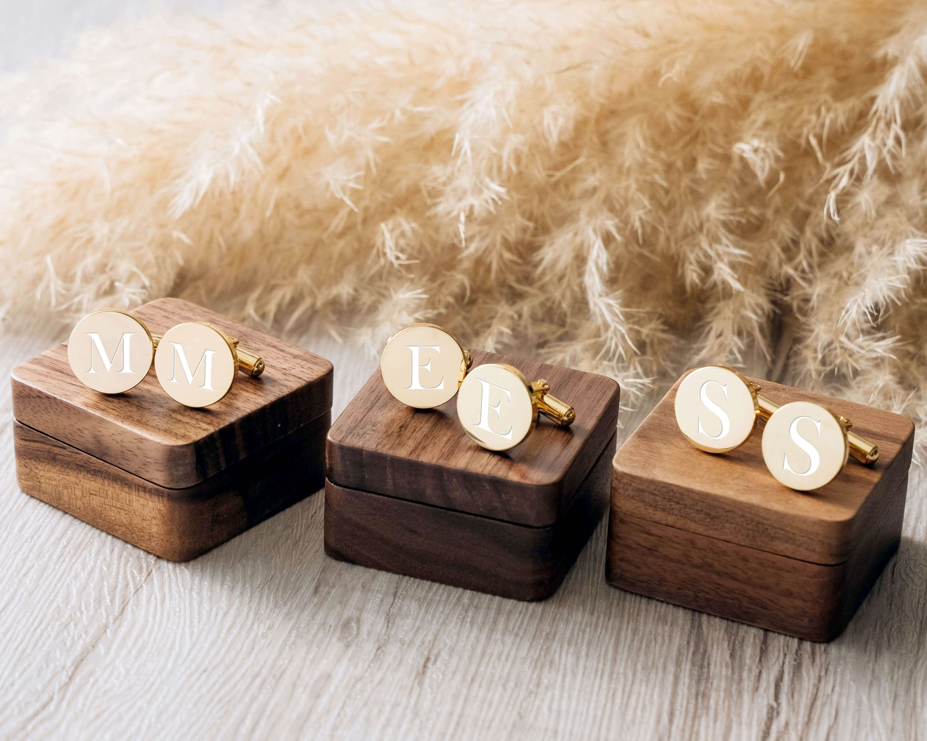 Engraved Metal Wedding Cufflinks with custom initials