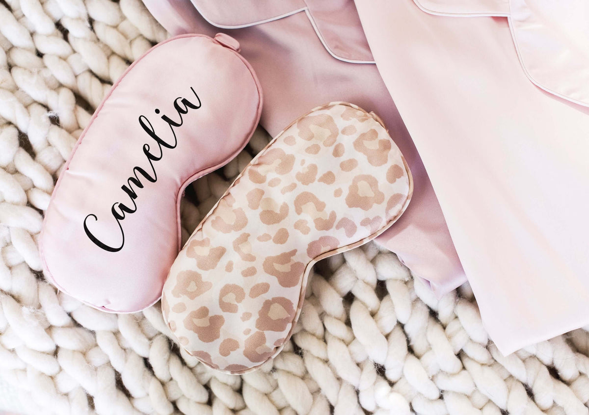 Custom Sleep Mask - Cheetah and Blush Personalized Sleep Eye Masks