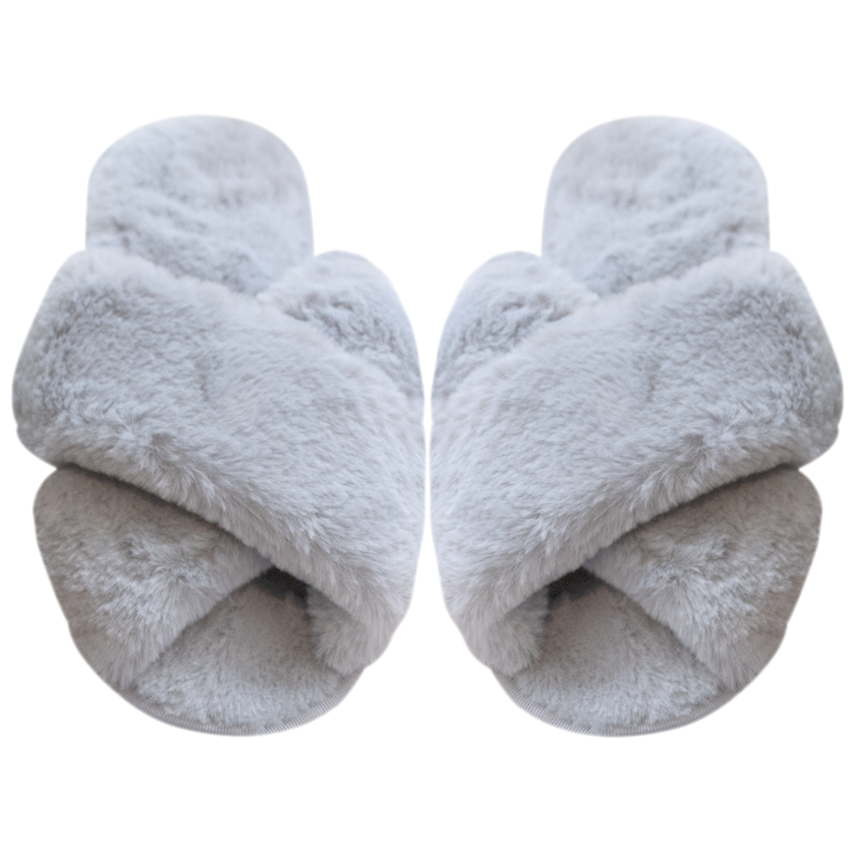 Gray bridesmaid and bridal fluffy slippers